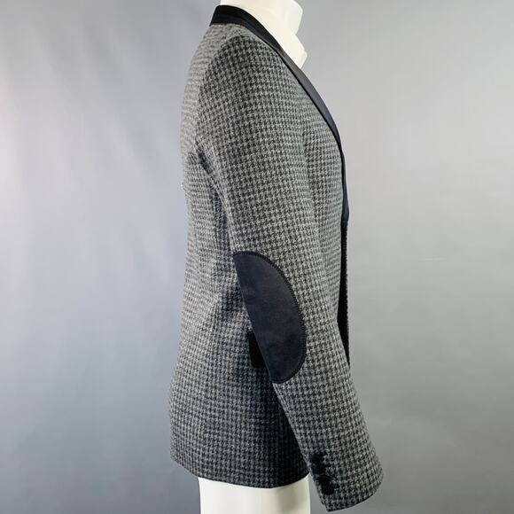 JUNYA WATANABE Size M Grey Black Houndstooth Wool Blend Slim Fit Sport Coat - Picture 3 of 8